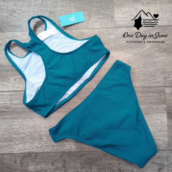 Cupshe Racherback High Neck Ribbed Bikini Swimsuit Size S - Picture 5 of 5